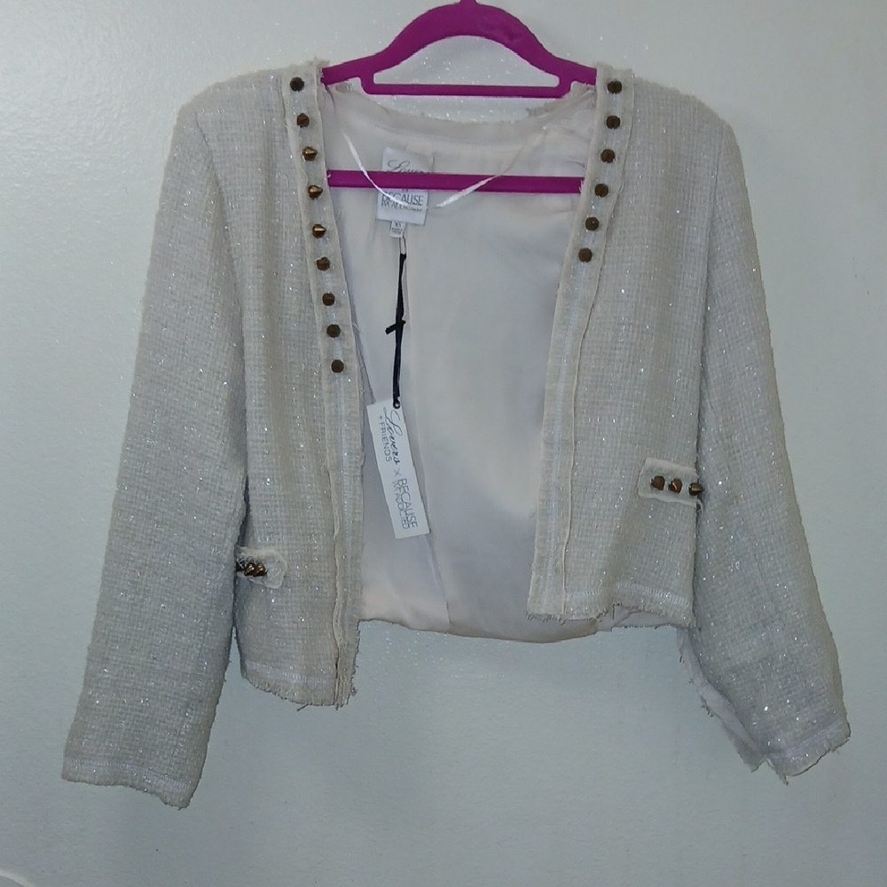 Lovers + Friends Cream Tweed Blazer with Button Accents